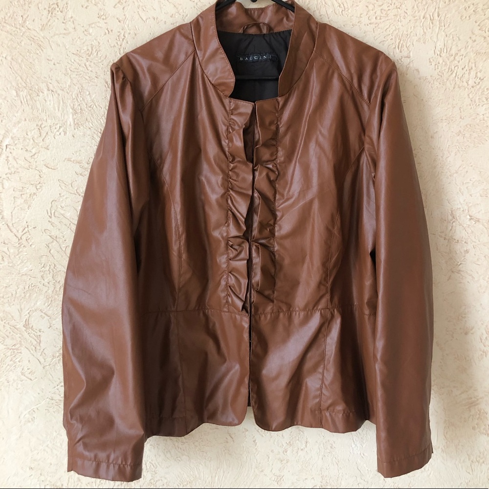 Baccini Faux Leather Brown Jacket